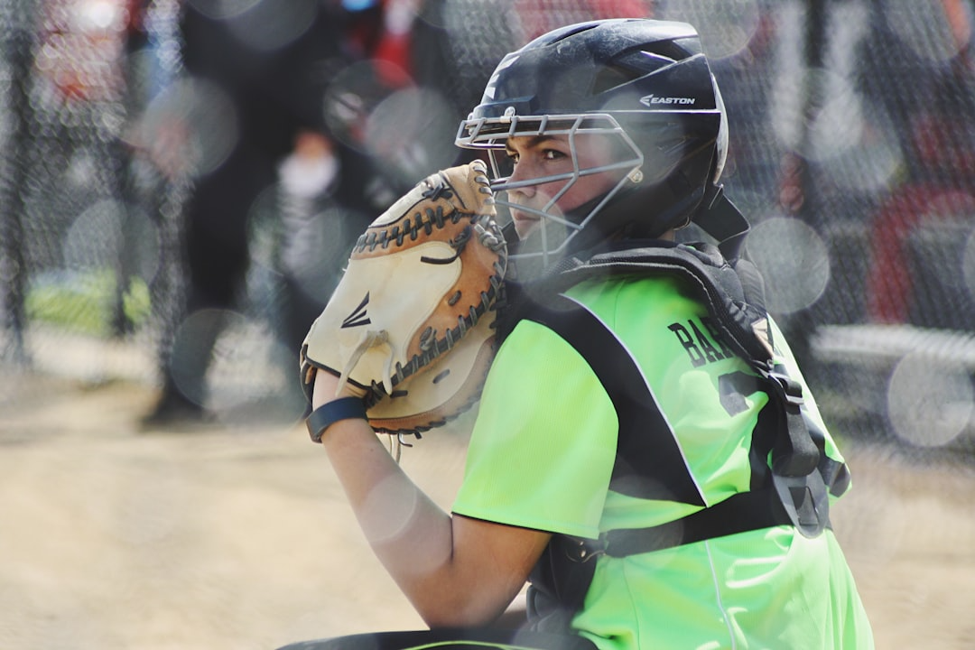 Girl playing softball